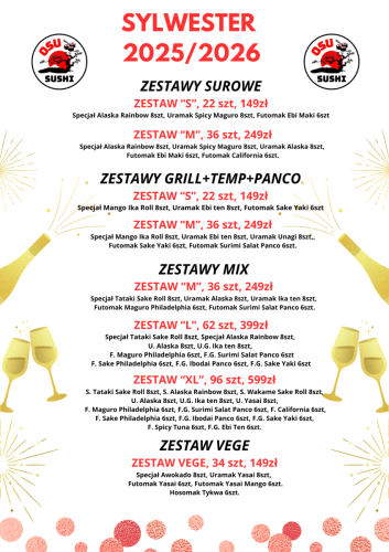 Menu Sylwester 2025/2026